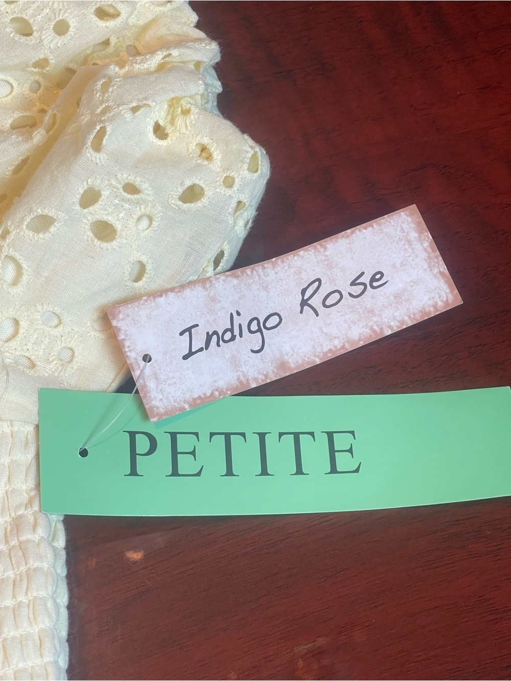 Indigo Rose Pale Yellow Eyelet Smocked Maxi Dress Petite Large Cottagecore Boho - Picture 10 of 11